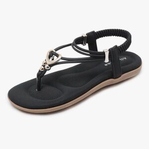 Women's Flats Sandals sling back strap Black Size 11